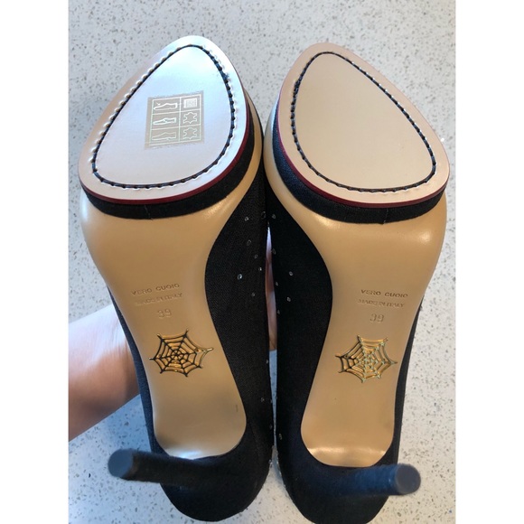 Charlotte Olympia Black Linen Bejeweled stiletto 9 - Picture 5 of 8